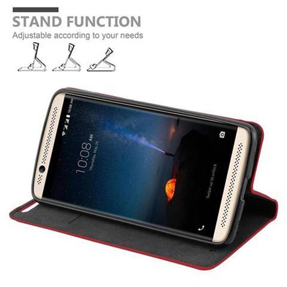 Cadorabo Hülle für ZTE Axon 7 Schutz Hülle in Rot Handyhülle Etui Case Cover Magnetverschluss