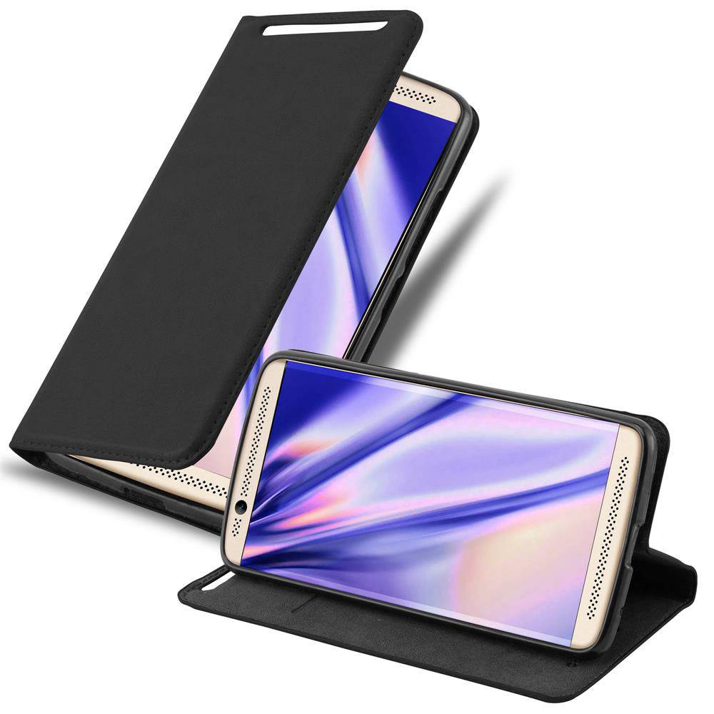 Cadorabo Hülle für ZTE Axon 7 Schutz Hülle in Schwarz Handyhülle Etui Case Cover Magnetverschluss