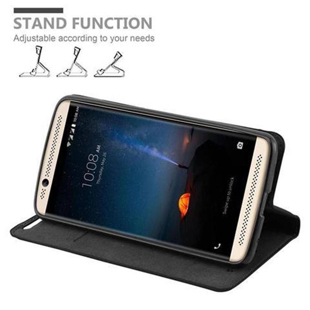 Cadorabo Hülle für ZTE Axon 7 Schutz Hülle in Schwarz Handyhülle Etui Case Cover Magnetverschluss