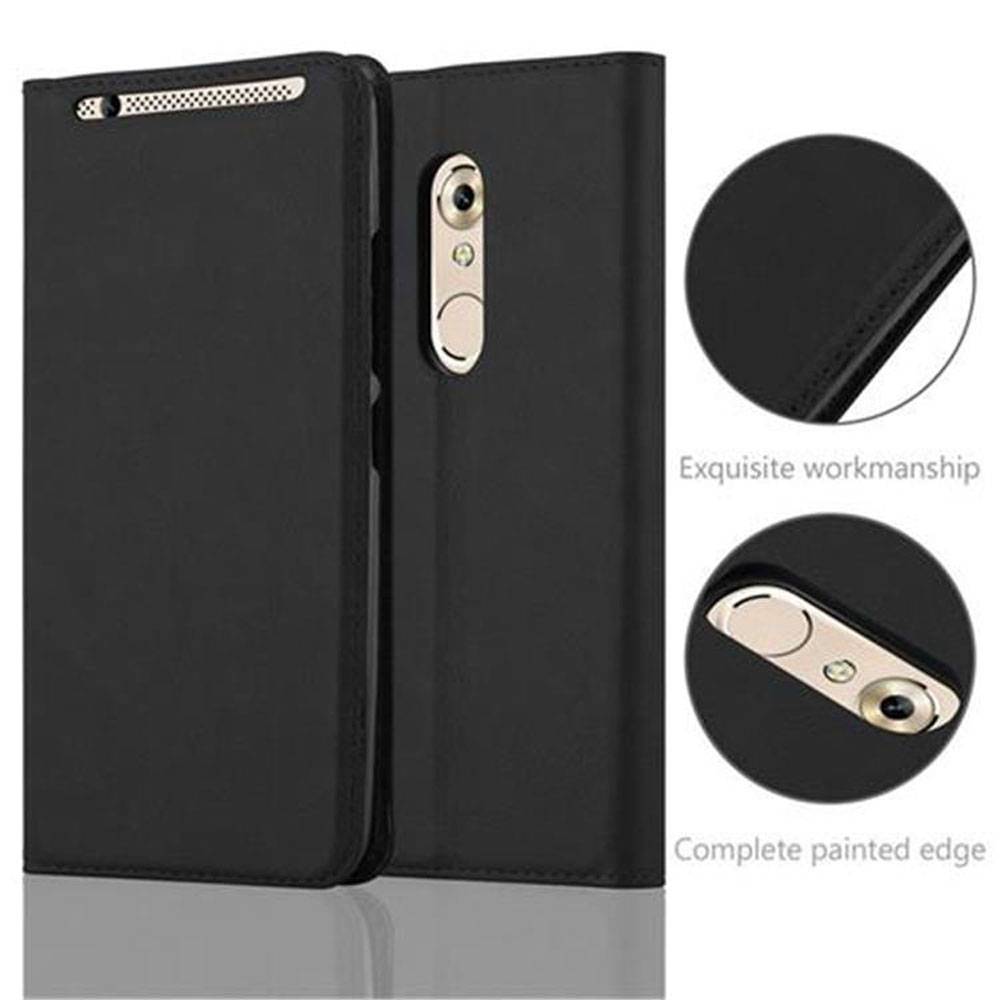 Cadorabo Hülle für ZTE Axon 7 Schutz Hülle in Schwarz Handyhülle Etui Case Cover Magnetverschluss