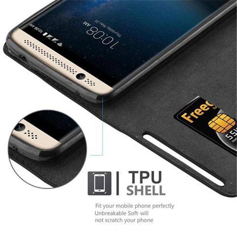 Cadorabo Hülle für ZTE Axon 7 Schutz Hülle in Schwarz Handyhülle Etui Case Cover Magnetverschluss