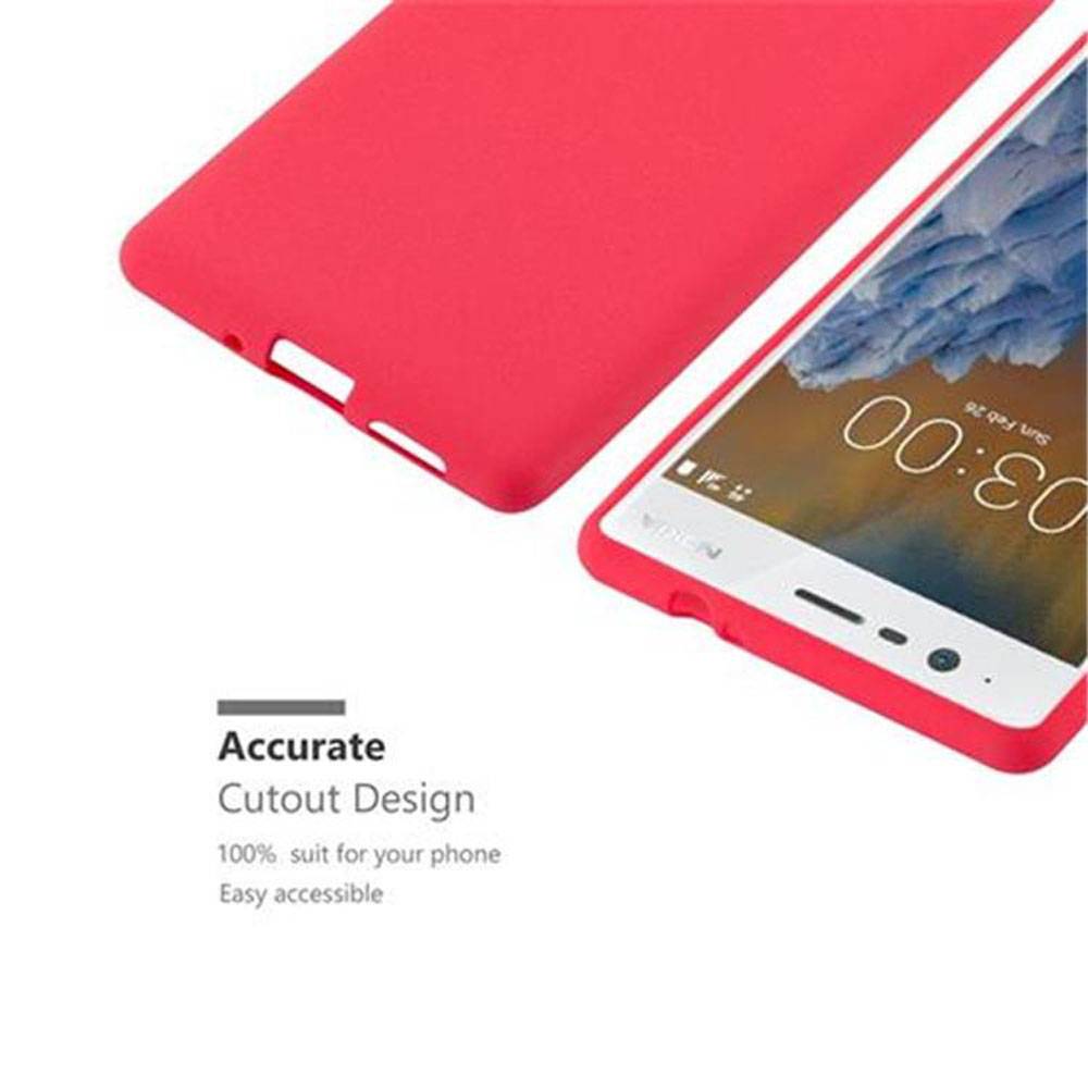 Cadorabo Schutzhülle für Nokia 3 2017 Hülle in Rot Handyhülle TPU Etui Cover Case