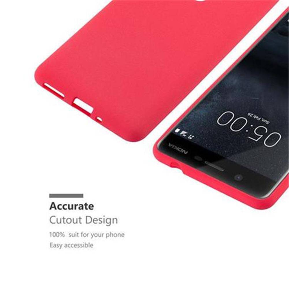 Cadorabo Schutzhülle für Nokia 5 2017 Hülle in Rot Handyhülle TPU Etui Cover Case