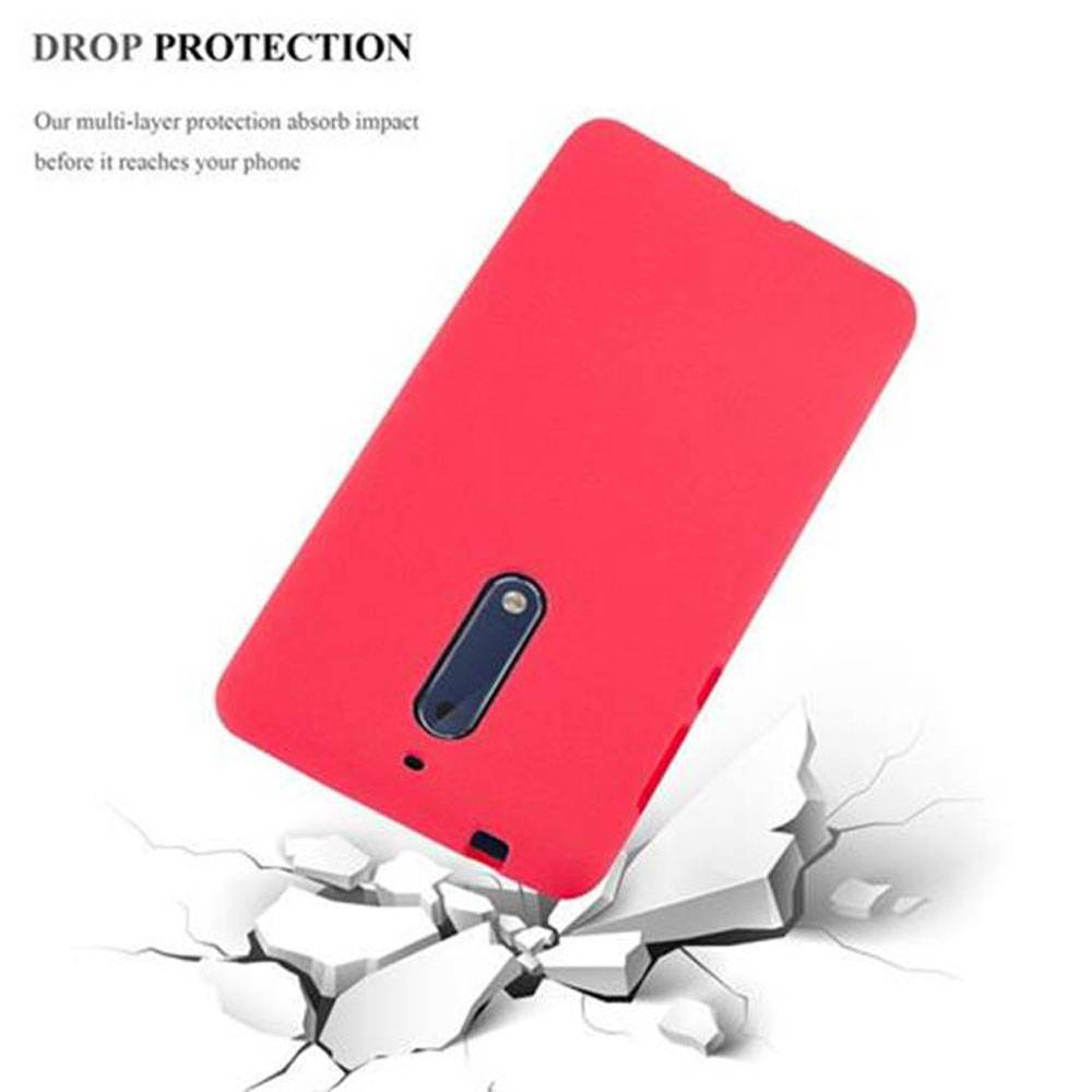 Cadorabo Schutzhülle für Nokia 5 2017 Hülle in Rot Handyhülle TPU Etui Cover Case