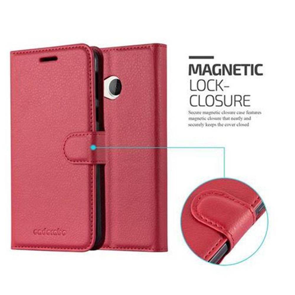 Cadorabo Hülle für HTC U PLAY Schutz Hülle in Rot Handyhülle Etui Case Cover Magnetverschluss