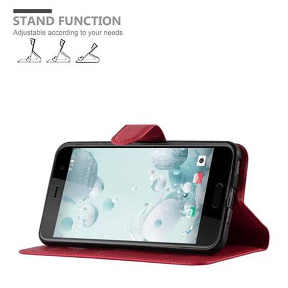 Cadorabo Hülle für HTC U PLAY Schutz Hülle in Rot Handyhülle Etui Case Cover Magnetverschluss