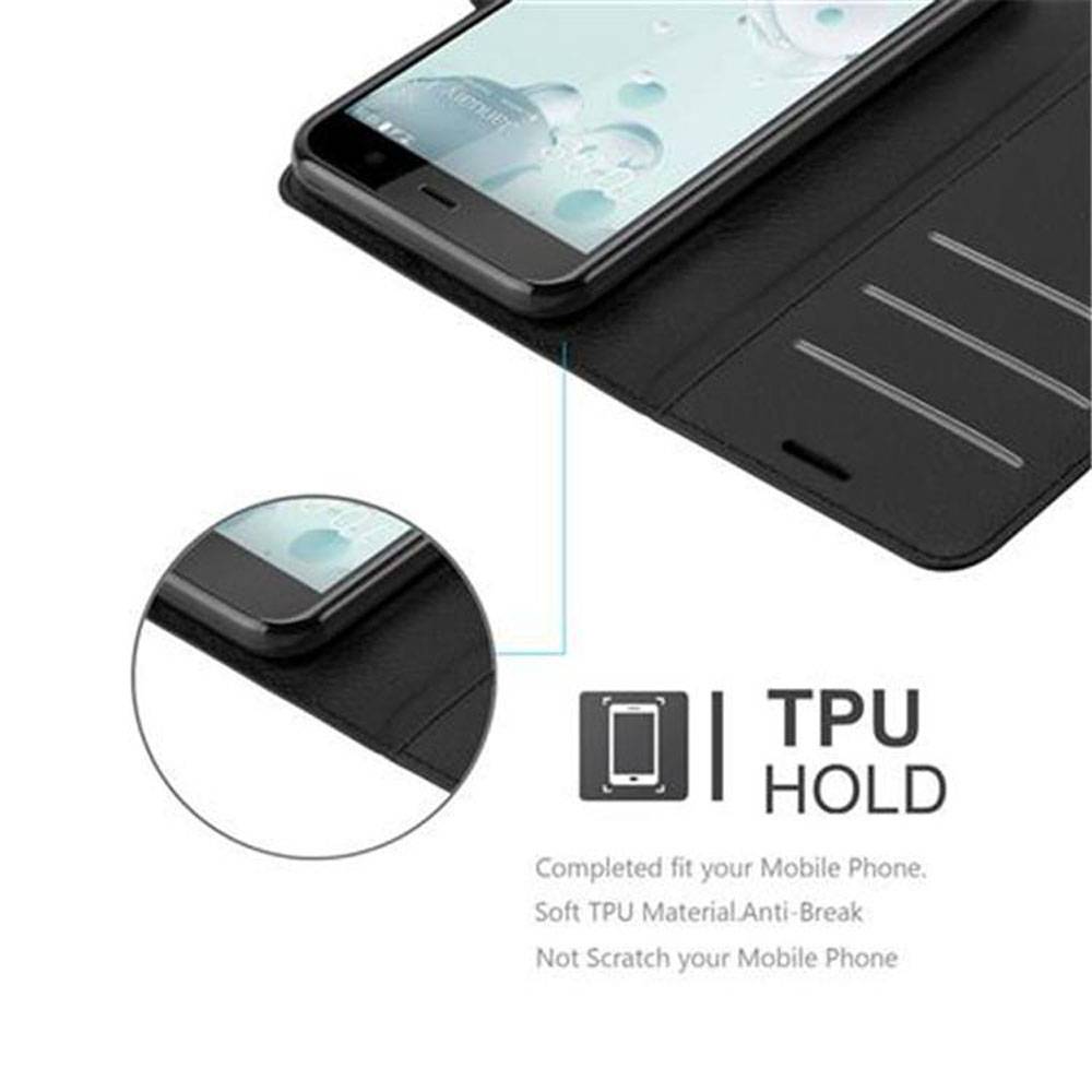 Cadorabo Hülle für HTC U PLAY Schutz Hülle in Schwarz Handyhülle Etui Case Cover Magnetverschluss
