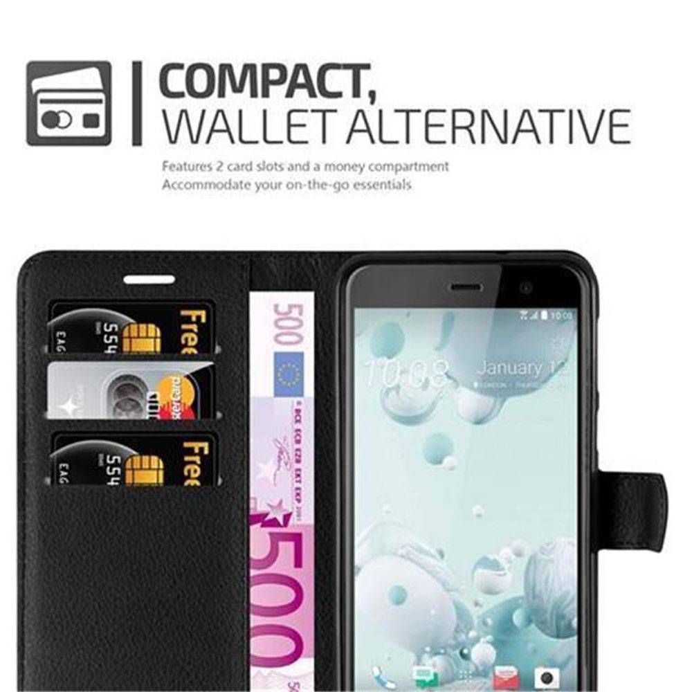 Cadorabo Hülle für HTC U PLAY Schutz Hülle in Schwarz Handyhülle Etui Case Cover Magnetverschluss