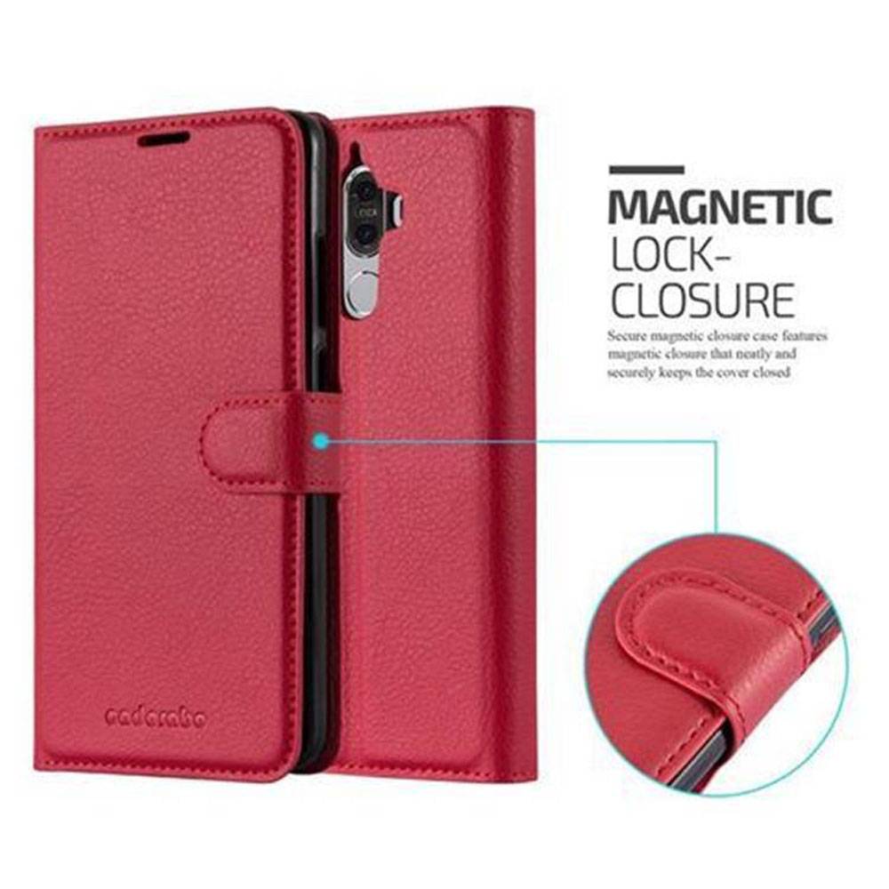 Cadorabo Hülle für Huawei MATE 9 Schutz Hülle in Rot Handyhülle Etui Case Cover Magnetverschluss
