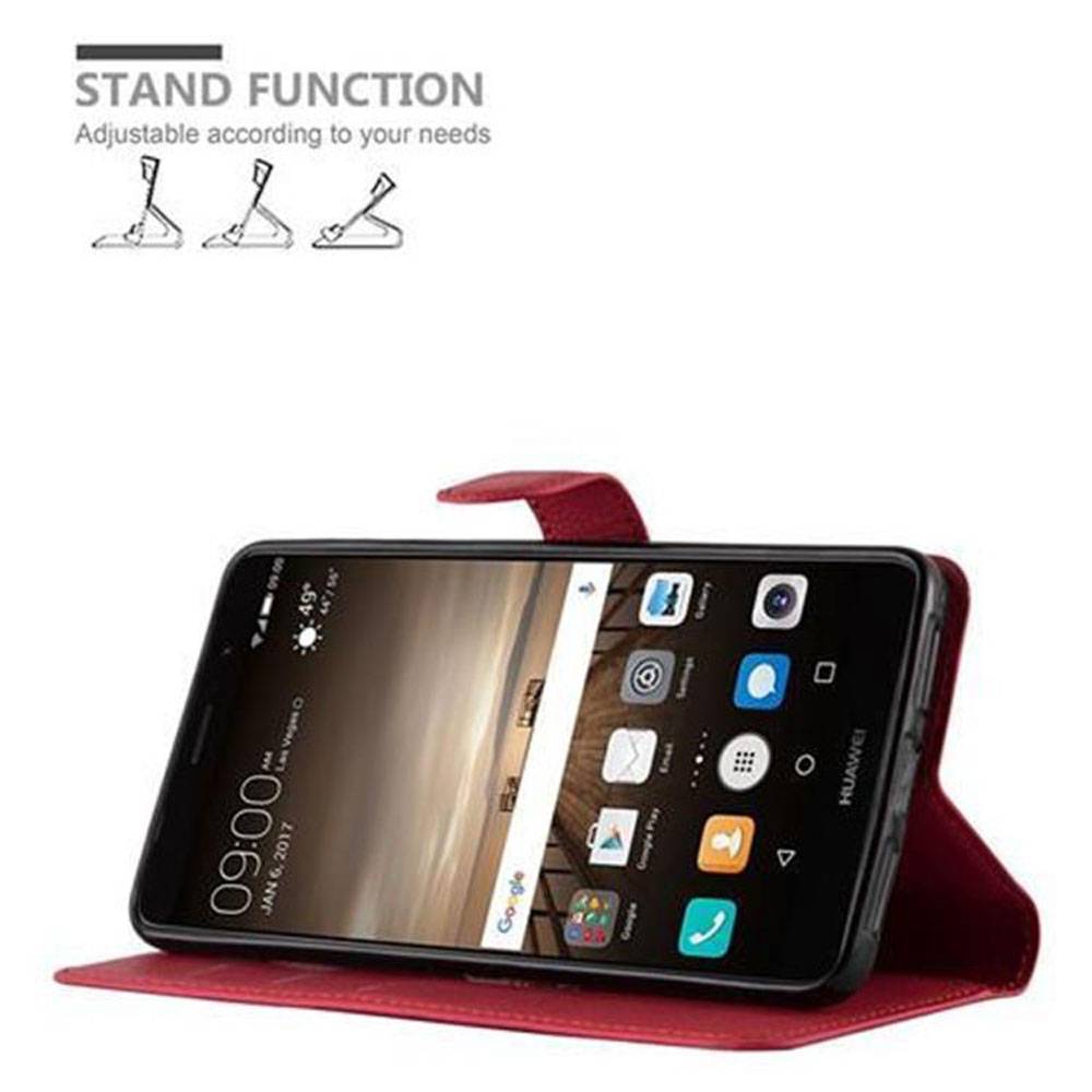 Cadorabo Hülle für Huawei MATE 9 Schutz Hülle in Rot Handyhülle Etui Case Cover Magnetverschluss