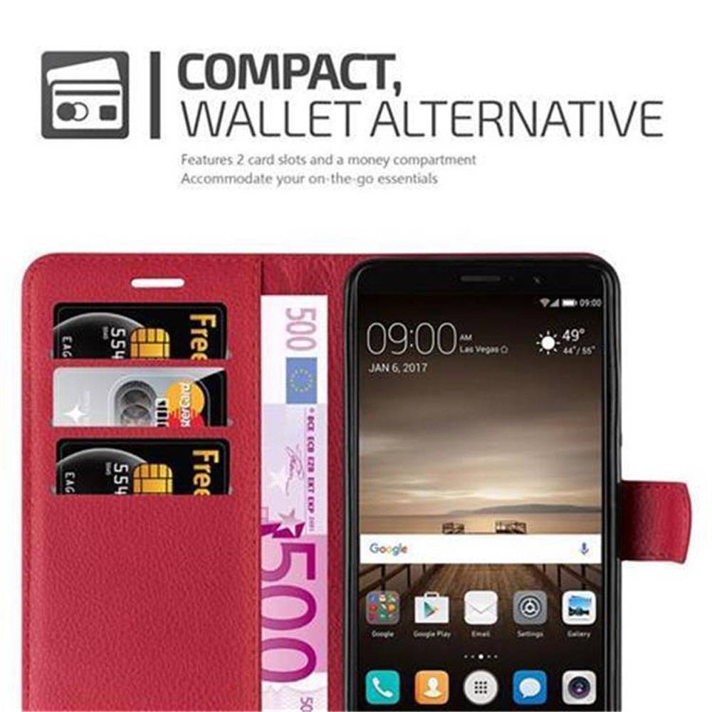 Cadorabo Hülle für Huawei MATE 9 Schutz Hülle in Rot Handyhülle Etui Case Cover Magnetverschluss