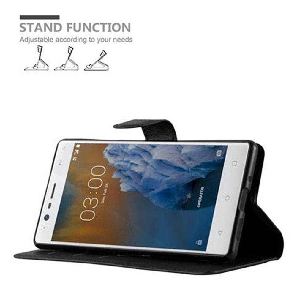 Cadorabo Hülle für Nokia 3 2017 Schutz Hülle in Schwarz Handyhülle Etui Case Cover Magnetverschluss