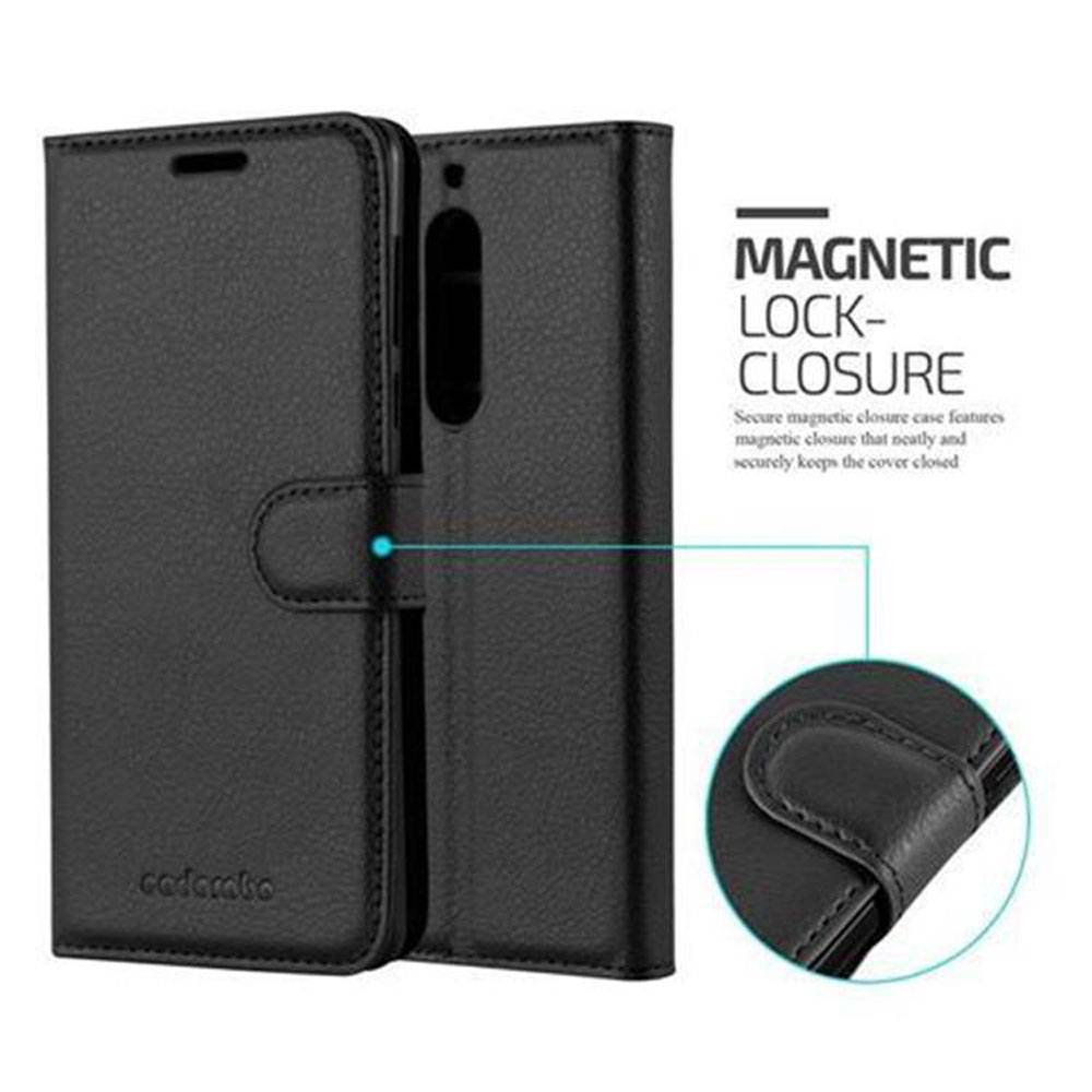 Cadorabo Hülle für Nokia 5 2017 Schutz Hülle in Schwarz Handyhülle Etui Case Cover Magnetverschluss