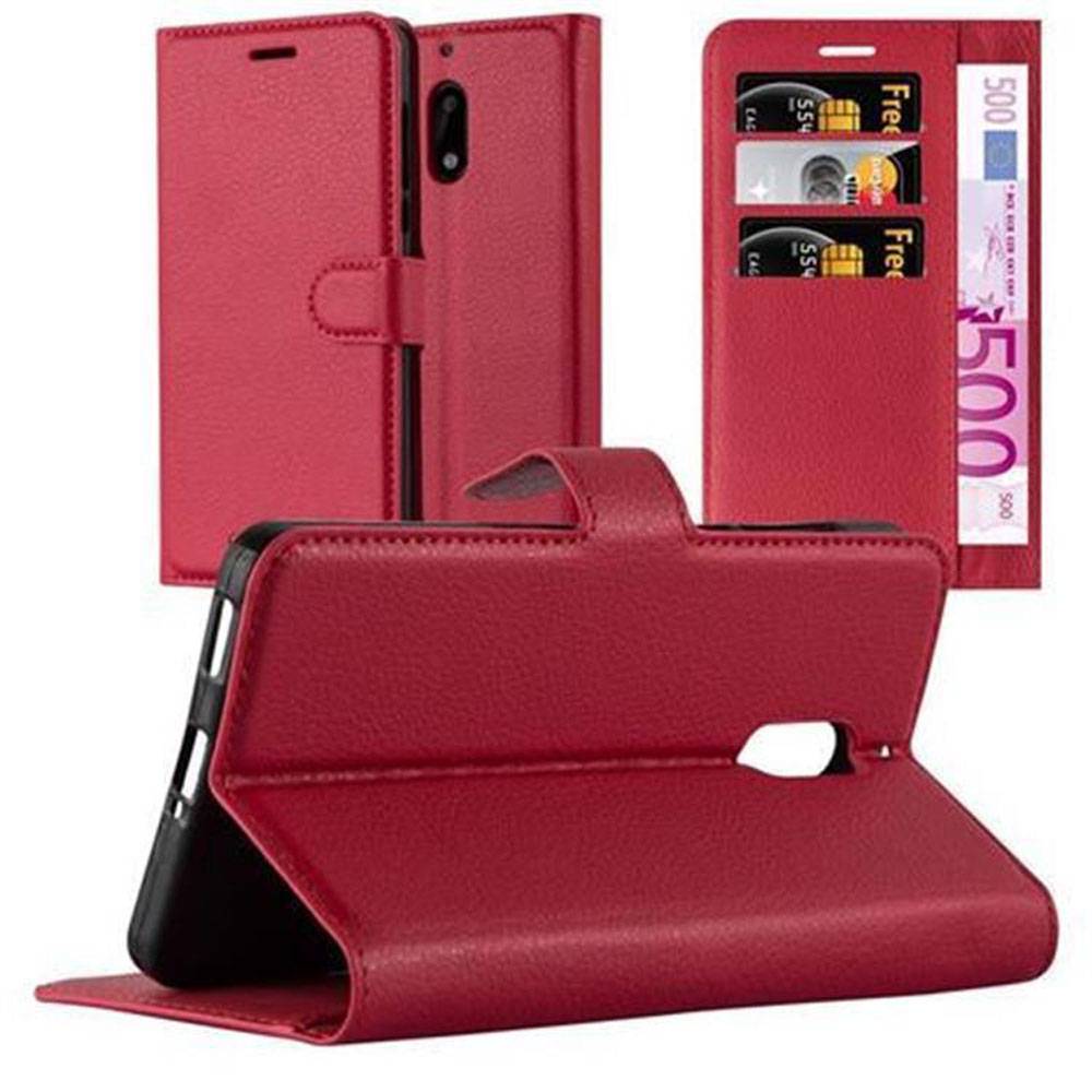 Cadorabo Hülle für Nokia 6 2017 Schutz Hülle in Rot Handyhülle Etui Case Cover Magnetverschluss