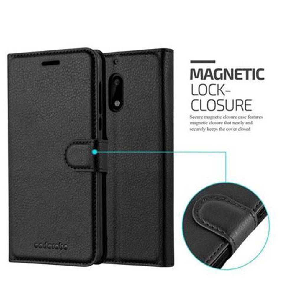Cadorabo Hülle für Nokia 6 2017 Schutz Hülle in Schwarz Handyhülle Etui Case Cover Magnetverschluss