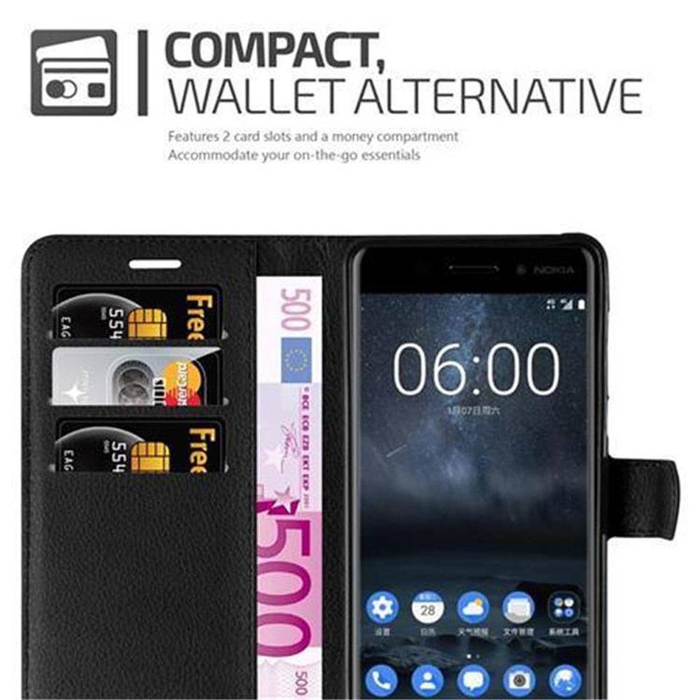 Cadorabo Hülle für Nokia 6 2017 Schutz Hülle in Schwarz Handyhülle Etui Case Cover Magnetverschluss