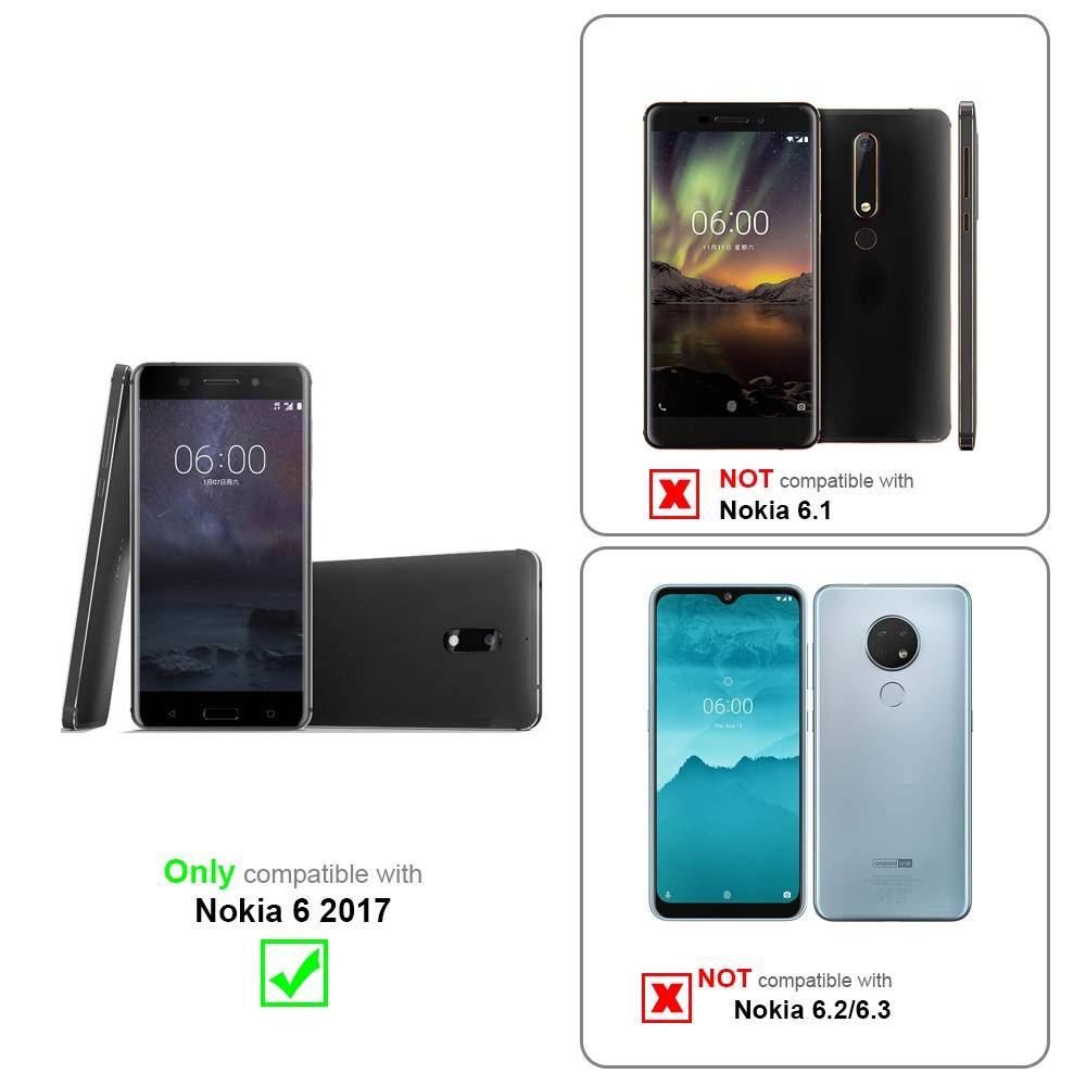 Cadorabo Hülle für Nokia 6 2017 Schutz Hülle in Schwarz Handyhülle Etui Case Cover Magnetverschluss