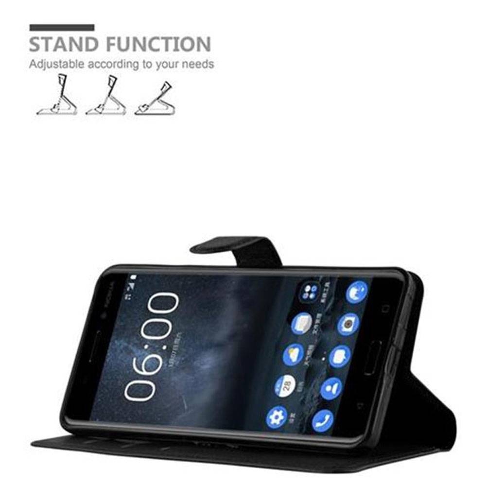 Cadorabo Hülle für Nokia 6 2017 Schutz Hülle in Schwarz Handyhülle Etui Case Cover Magnetverschluss