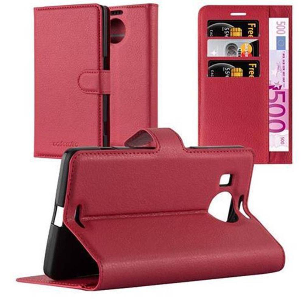 Cadorabo Hülle für Nokia Lumia 950 XL Schutz Hülle in Rot Handyhülle Etui Case Cover Magnetverschluss