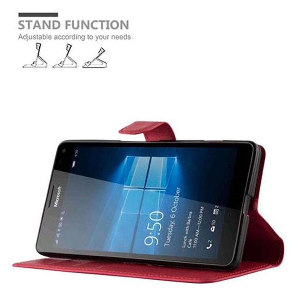 Cadorabo Hülle für Nokia Lumia 950 XL Schutz Hülle in Rot Handyhülle Etui Case Cover Magnetverschluss