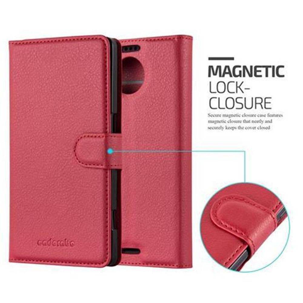 Cadorabo Hülle für Nokia Lumia 950 XL Schutz Hülle in Rot Handyhülle Etui Case Cover Magnetverschluss