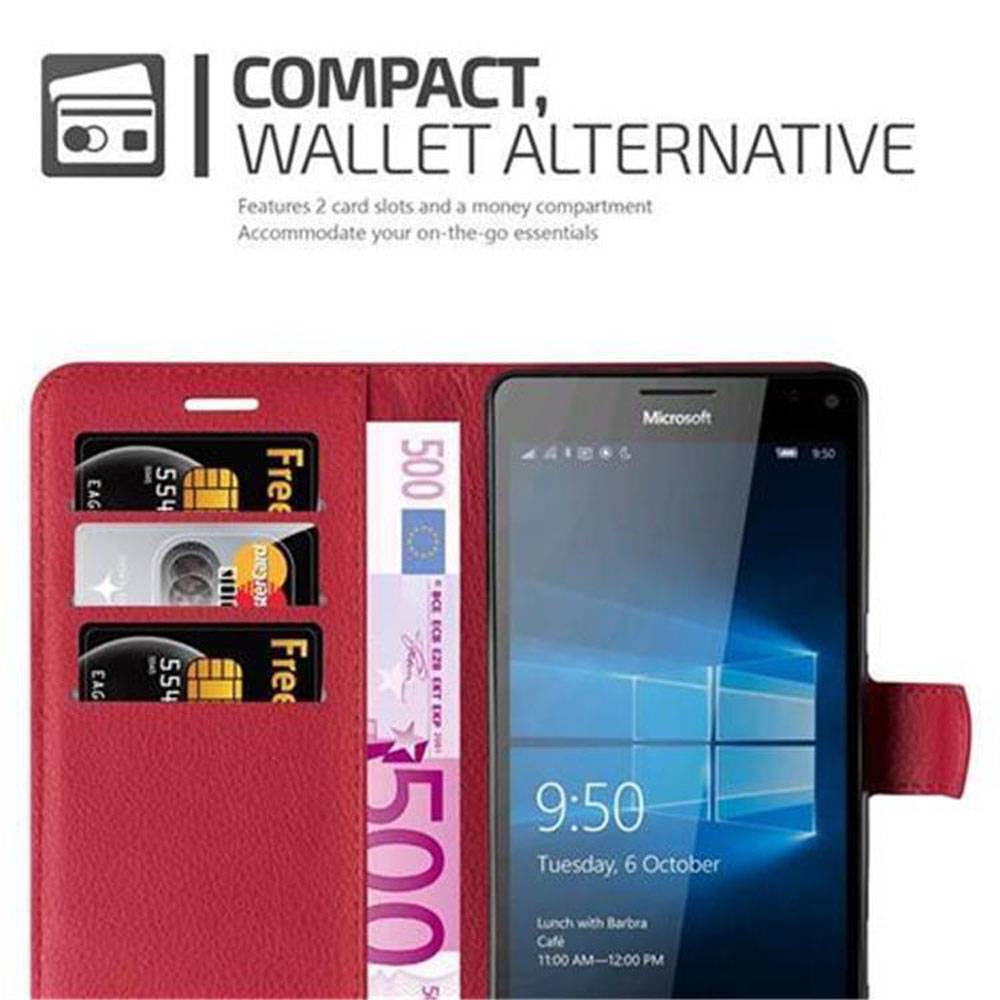 Cadorabo Hülle für Nokia Lumia 950 XL Schutz Hülle in Rot Handyhülle Etui Case Cover Magnetverschluss