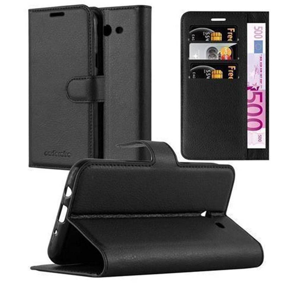 Cadorabo Hülle für Samsung Galaxy J3 2017 US Version Schutz Hülle in Schwarz Handyhülle Etui Case Cover Magnetverschluss