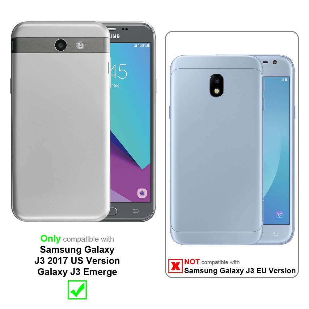 Cadorabo Hülle für Samsung Galaxy J3 2017 US Version Schutz Hülle in Schwarz Handyhülle Etui Case Cover Magnetverschluss
