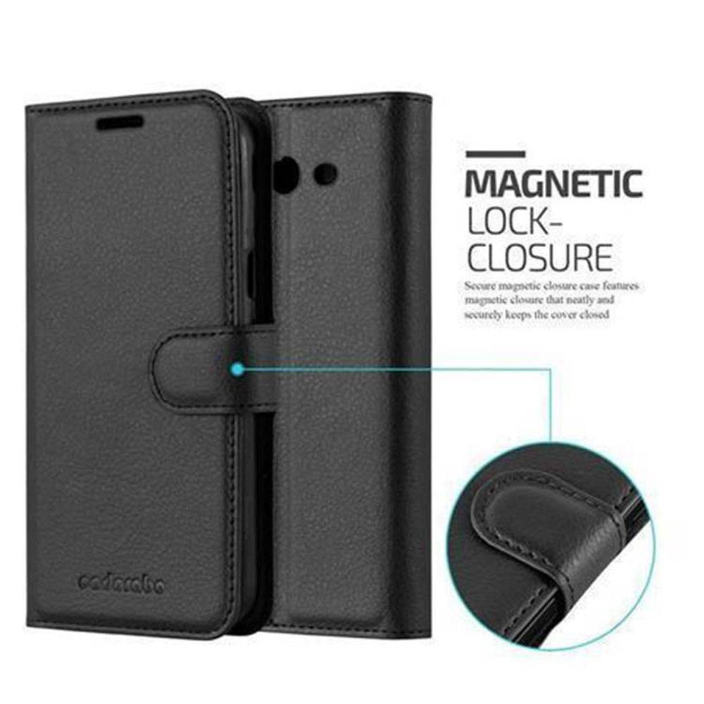 Cadorabo Hülle für Samsung Galaxy J3 2017 US Version Schutz Hülle in Schwarz Handyhülle Etui Case Cover Magnetverschluss