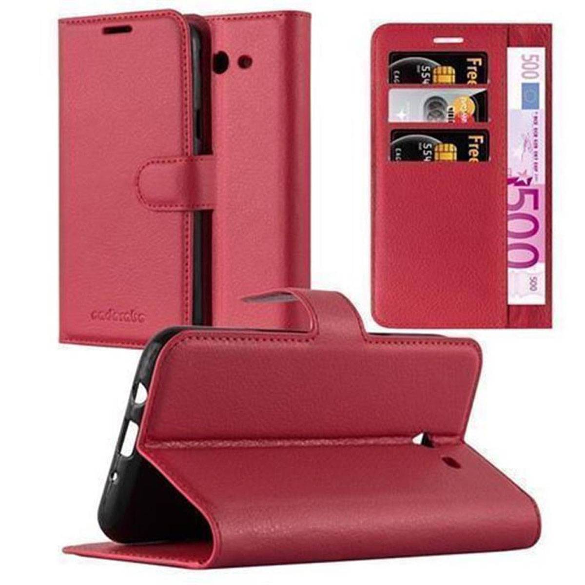 Cadorabo Hülle für Samsung Galaxy J7 2017 US Version Schutz Hülle in Rot Handyhülle Etui Case Cover Magnetverschluss