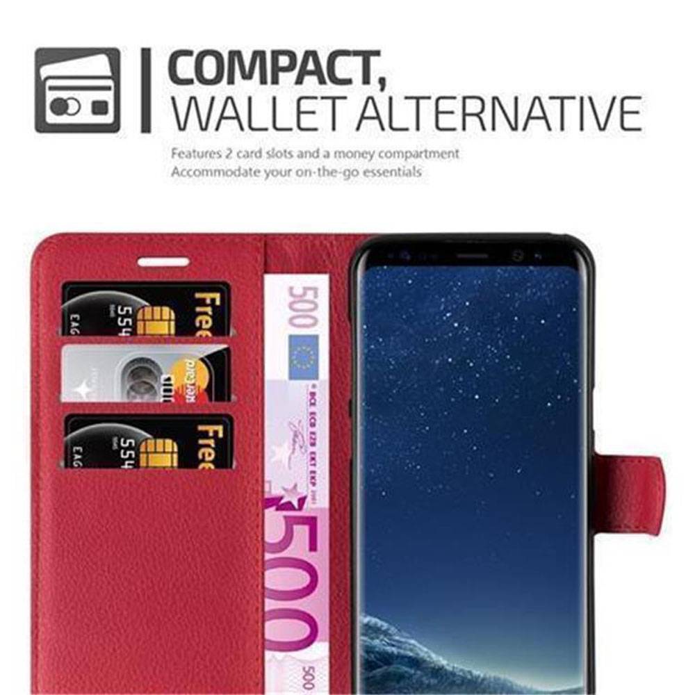 Cadorabo Hülle für Samsung Galaxy S8 Schutz Hülle in Rot Handyhülle Etui Case Cover Magnetverschluss