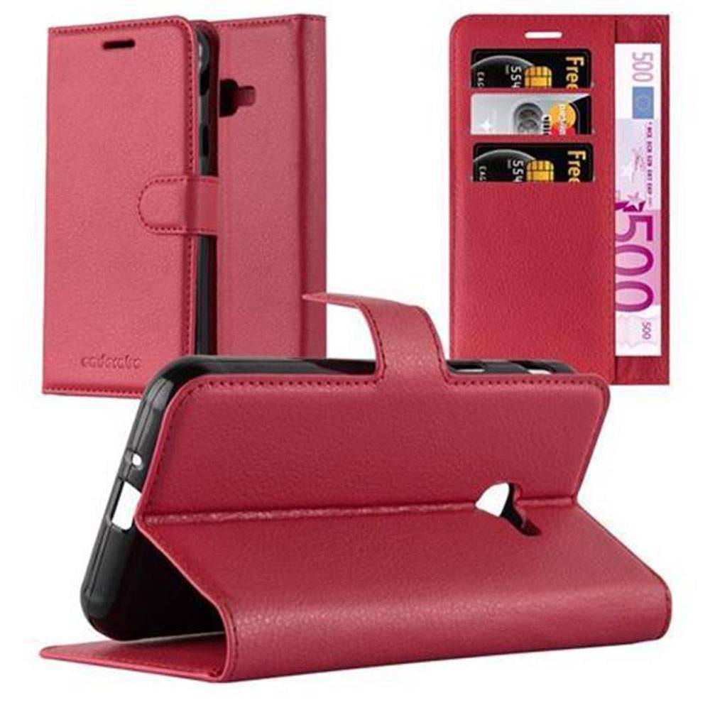 Cadorabo Hülle für Samsung Galaxy XCover 4 / XCover 4s Schutz Hülle in Rot Handyhülle Etui Case Cover Magnetverschluss