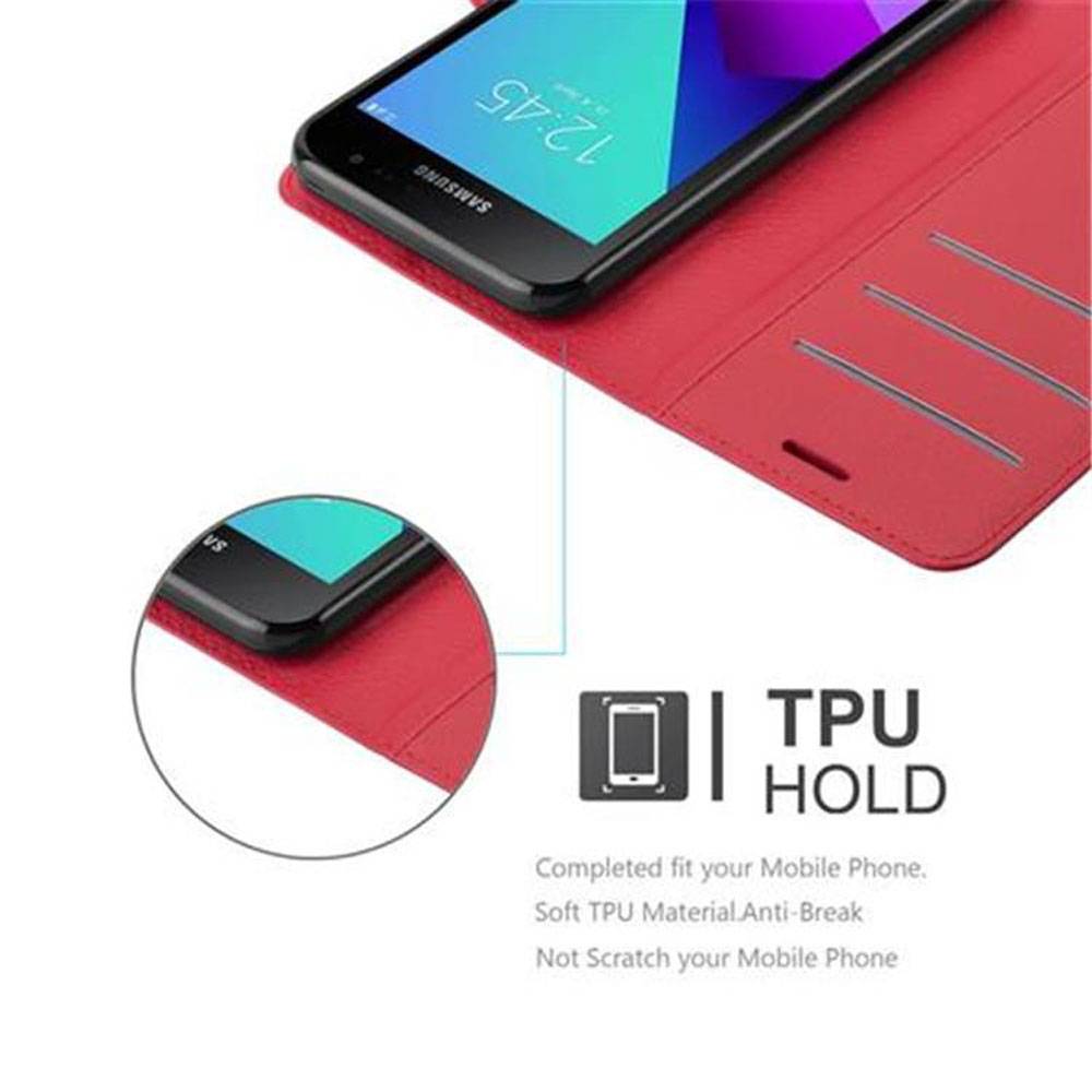 Cadorabo Hülle für Samsung Galaxy XCover 4 / XCover 4s Schutz Hülle in Rot Handyhülle Etui Case Cover Magnetverschluss