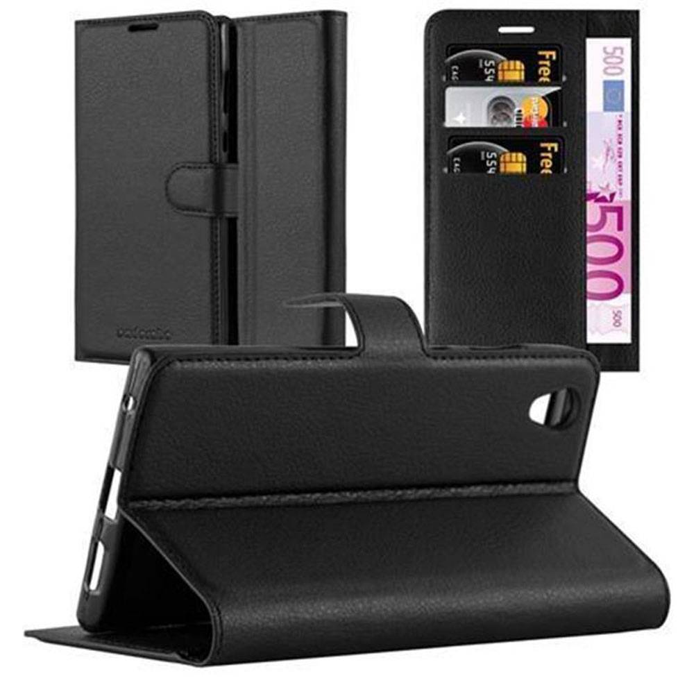 Cadorabo Hülle für Sony Xperia L1 Schutz Hülle in Schwarz Handyhülle Etui Case Cover Magnetverschluss