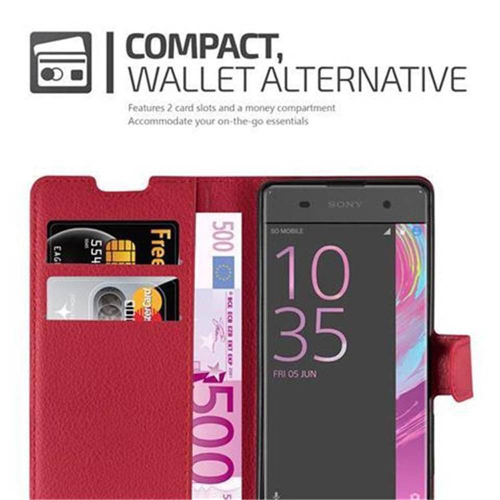 Cadorabo Hülle für Sony Xperia XA Schutz Hülle in Rot Handyhülle Etui Case Cover Magnetverschluss