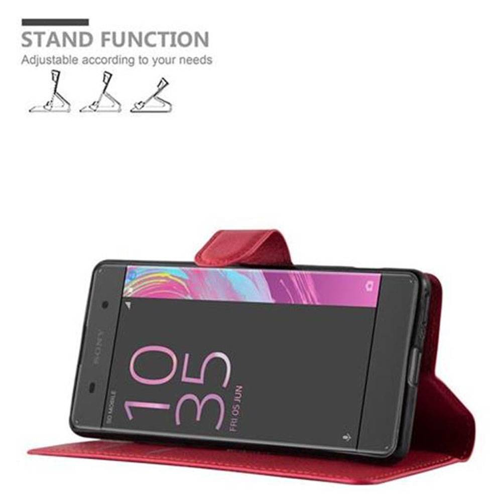 Cadorabo Hülle für Sony Xperia XA Schutz Hülle in Rot Handyhülle Etui Case Cover Magnetverschluss
