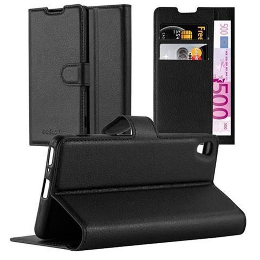 Cadorabo Hülle für Sony Xperia XA Schutz Hülle in Schwarz Handyhülle Etui Case Cover Magnetverschluss