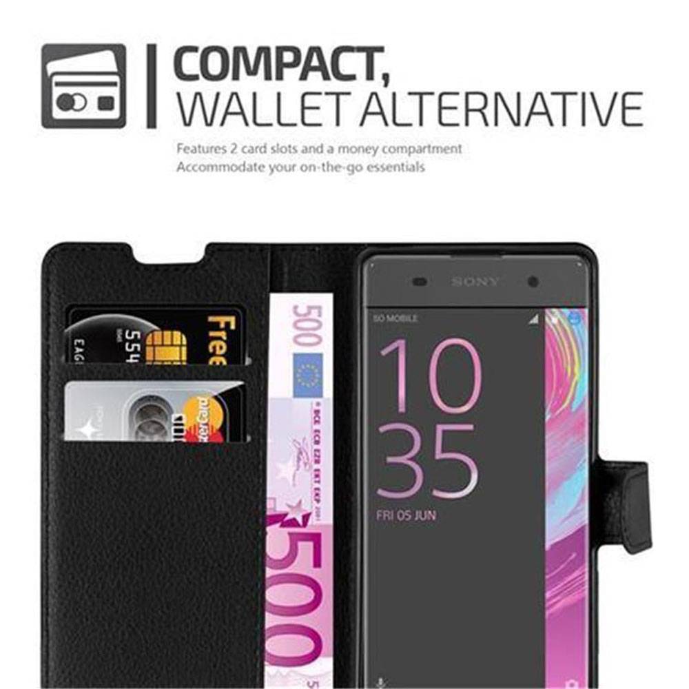 Cadorabo Hülle für Sony Xperia XA Schutz Hülle in Schwarz Handyhülle Etui Case Cover Magnetverschluss