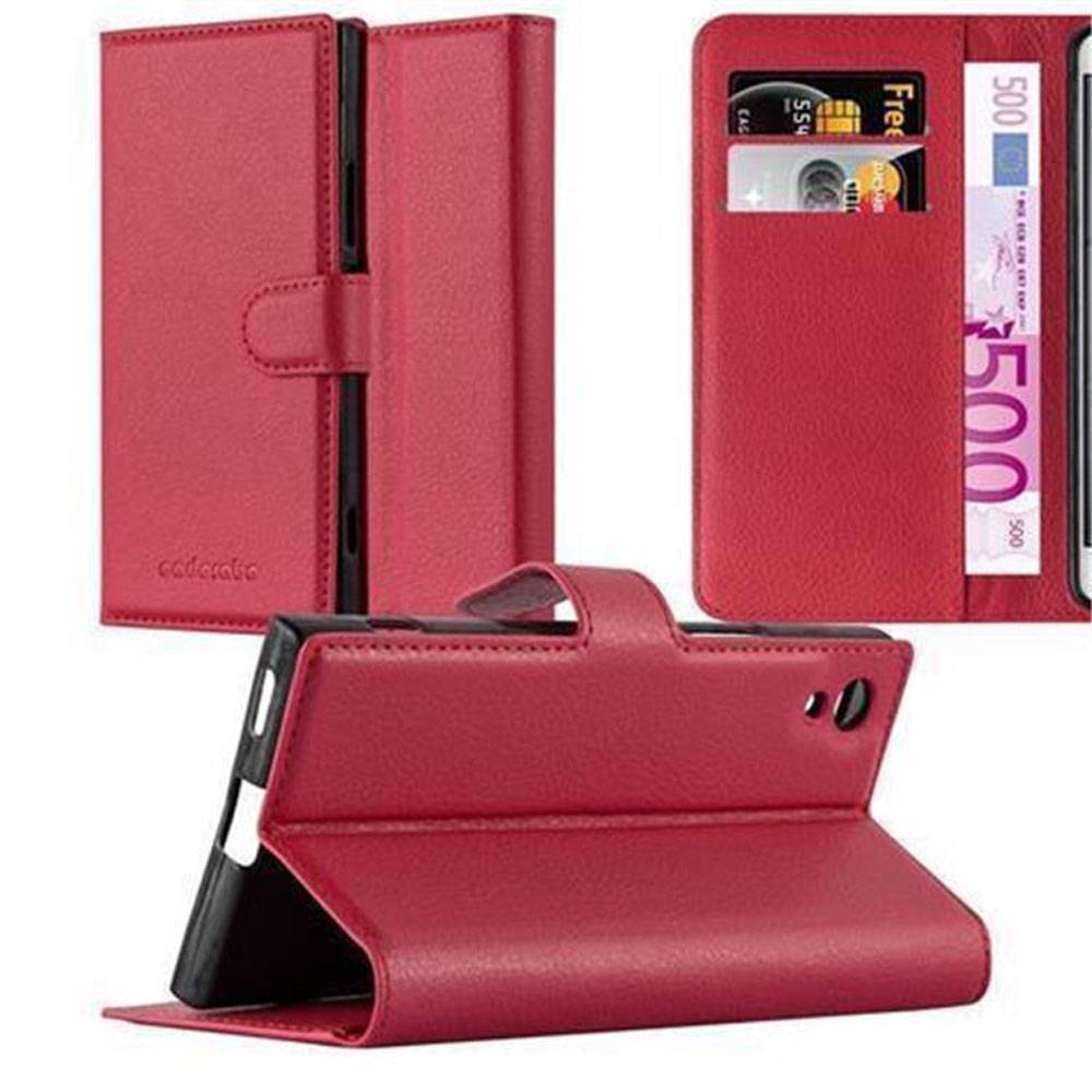 Cadorabo Hülle für Sony Xperia XA1 Schutz Hülle in Rot Handyhülle Etui Case Cover Magnetverschluss