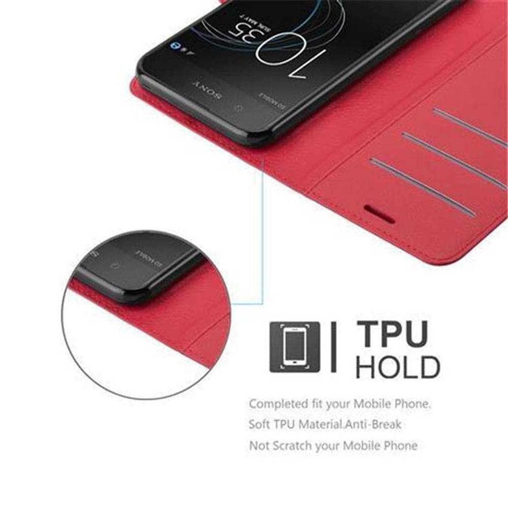 Cadorabo Hülle für Sony Xperia XA1 Schutz Hülle in Rot Handyhülle Etui Case Cover Magnetverschluss