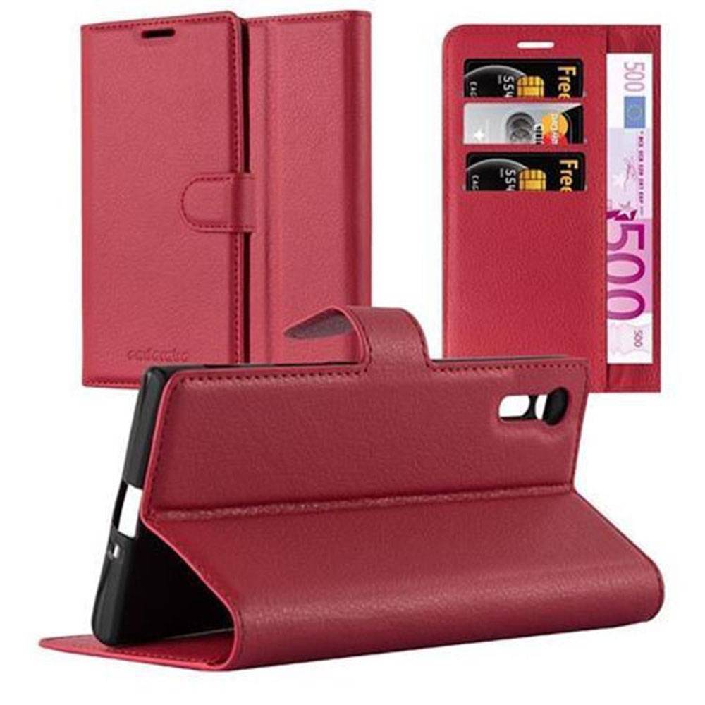 Cadorabo Hülle für Sony Xperia XZ / XZs Schutz Hülle in Rot Handyhülle Etui Case Cover Magnetverschluss