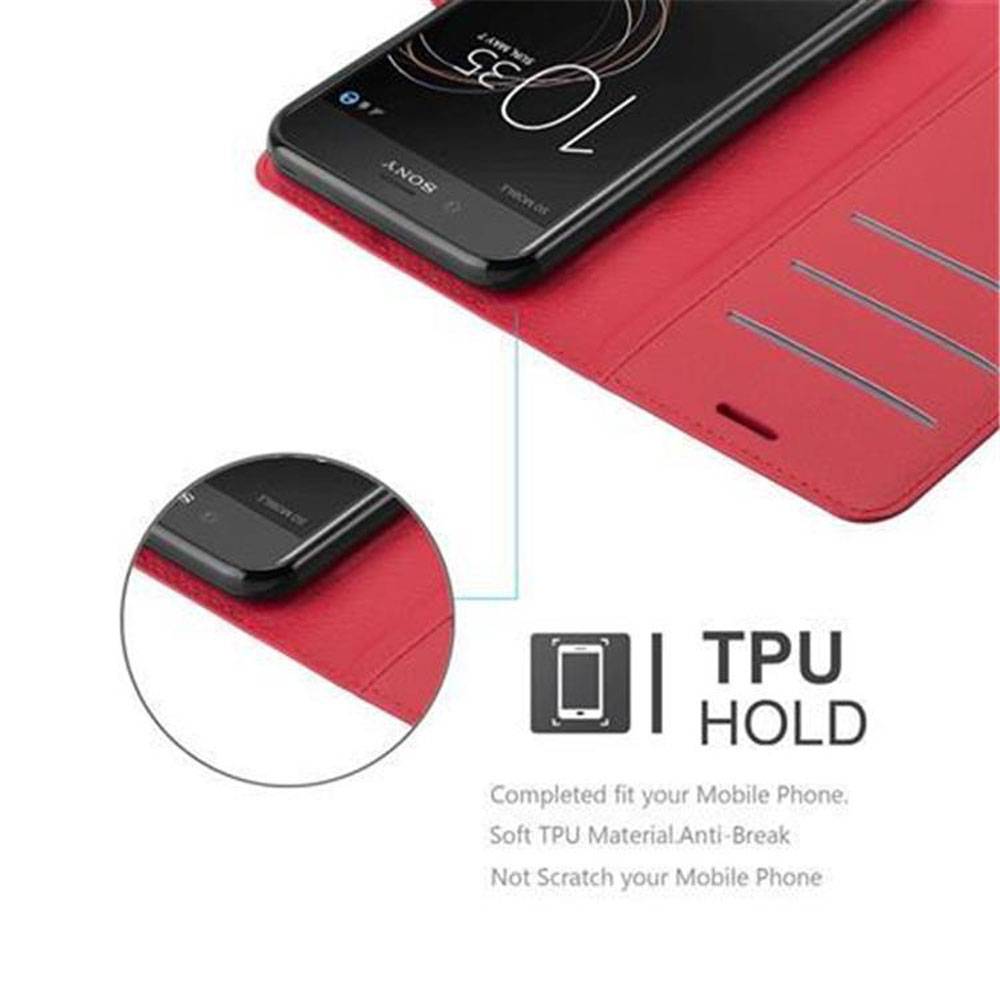 Cadorabo Hülle für Sony Xperia XZ / XZs Schutz Hülle in Rot Handyhülle Etui Case Cover Magnetverschluss