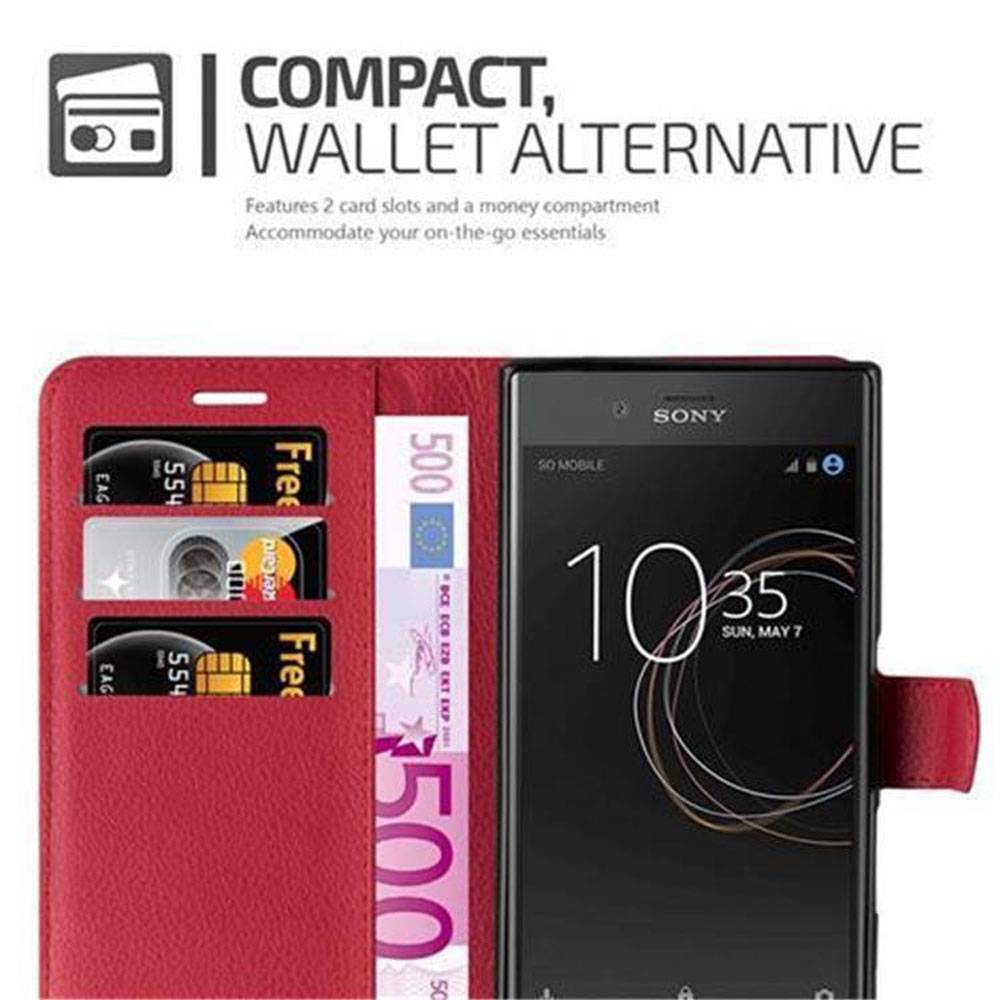 Cadorabo Hülle für Sony Xperia XZ / XZs Schutz Hülle in Rot Handyhülle Etui Case Cover Magnetverschluss