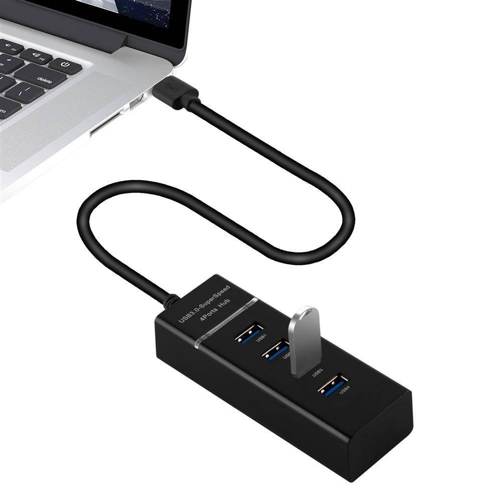 Cadorabo 4-Port USB 3.0 Multischnittstelle Plug & Play mit USB 3.0 Anschluss, 4 USB 3.0 Buchsen und USB-C Ladeanschluss in SCHWARZ