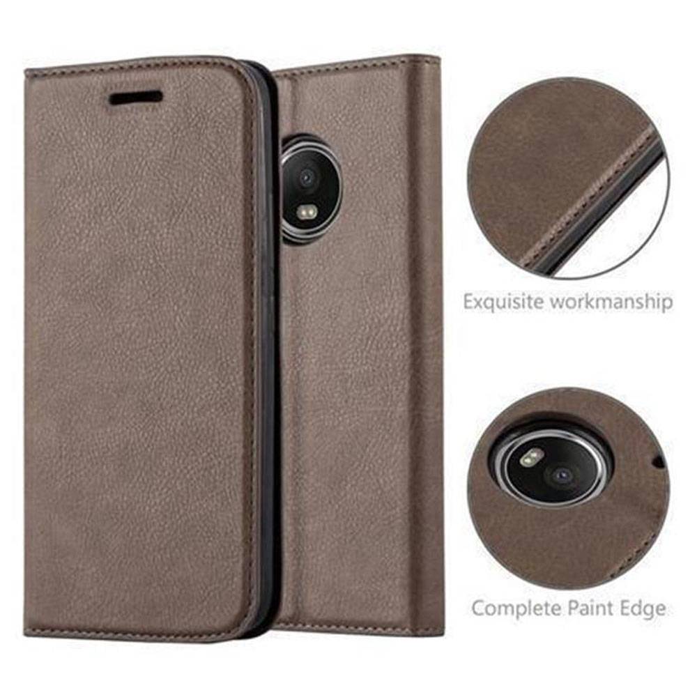 Cadorabo Hülle für Motorola MOTO G5 PLUS Schutz Hülle in Braun Handyhülle Etui Case Cover Magnetverschluss