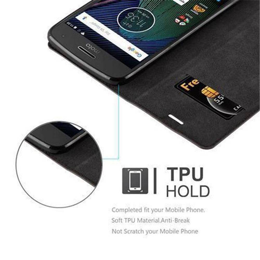 Cadorabo Hülle für Motorola MOTO G5 PLUS Schutz Hülle in Braun Handyhülle Etui Case Cover Magnetverschluss