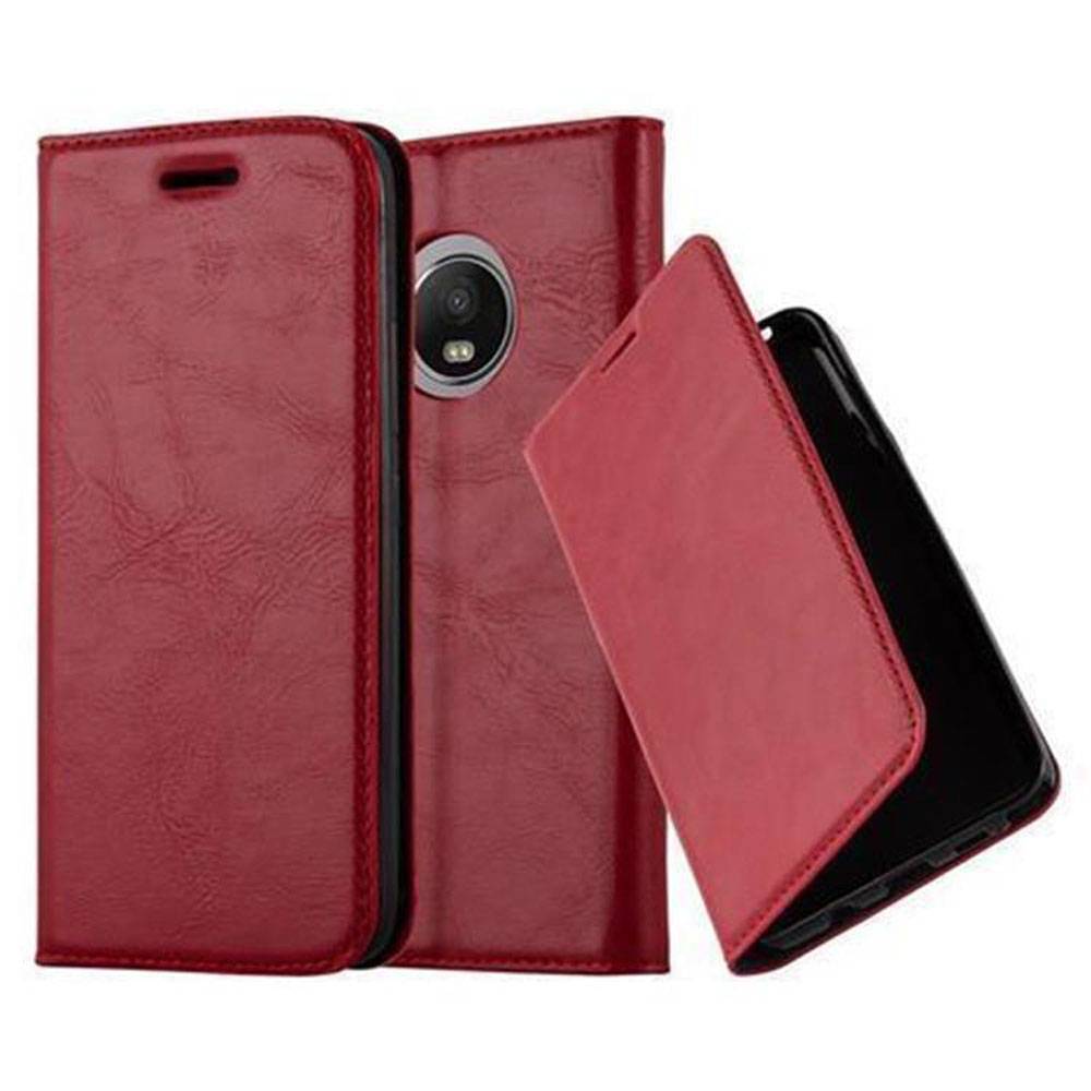 Cadorabo Hülle für Motorola MOTO G5 PLUS Schutz Hülle in Rot Handyhülle Etui Case Cover Magnetverschluss