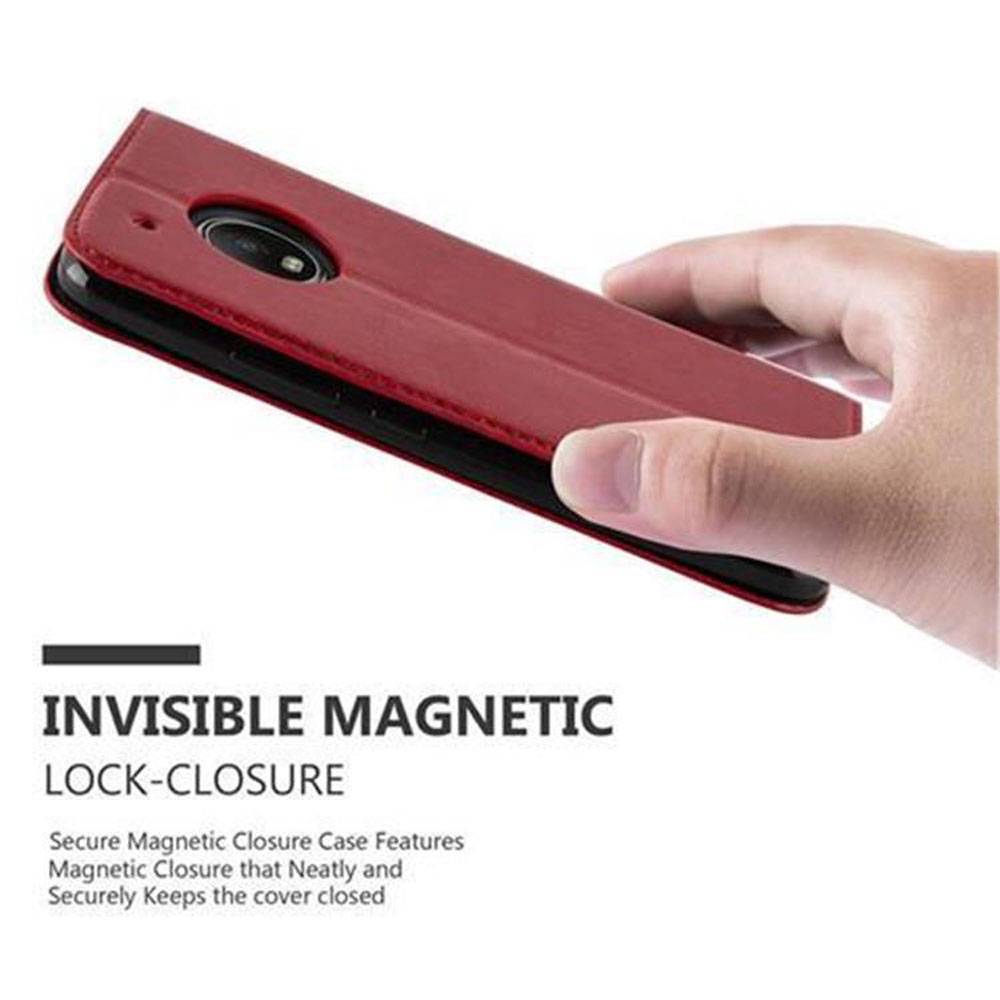 Cadorabo Hülle für Motorola MOTO G5 PLUS Schutz Hülle in Rot Handyhülle Etui Case Cover Magnetverschluss
