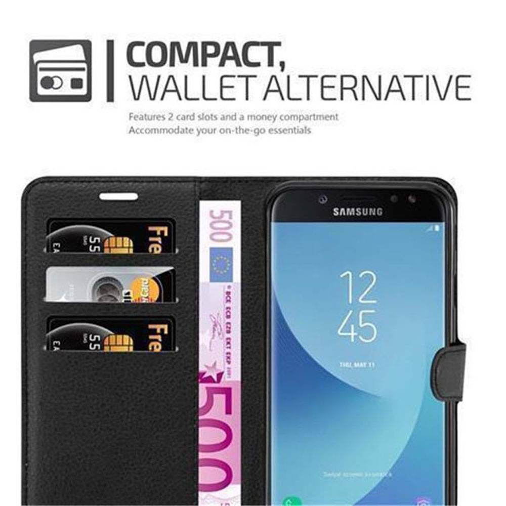 Cadorabo Hülle für Samsung Galaxy J3 2017 Schutz Hülle in Schwarz Handyhülle Etui Case Cover Magnetverschluss