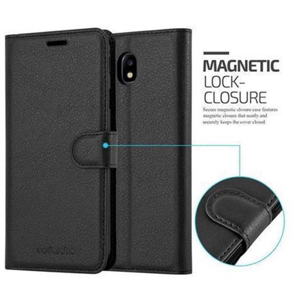 Cadorabo Hülle für Samsung Galaxy J5 2017 Schutz Hülle in Schwarz Handyhülle Etui Case Cover Magnetverschluss